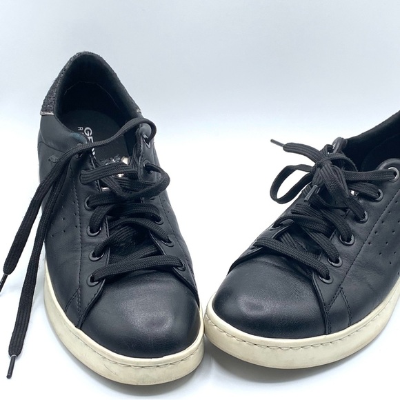 Women’s GEOX Respira Leather Black Sneakers - White Soles- US:8 EU:38 Pre-Loved - Picture 9 of 16